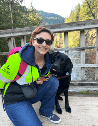 Brooke Coelho and her service dog, Davos.