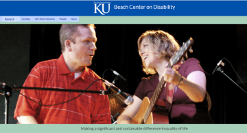 A screen shot of the home page for the Kansas University Beach Center on Disability