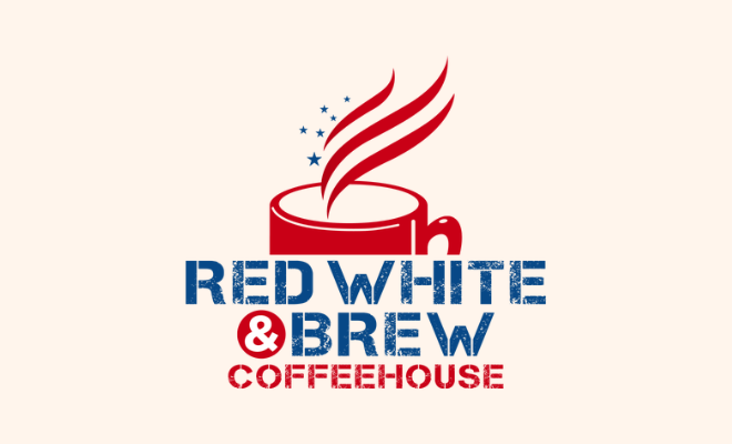 Logo for Red, White & Brew Coffeehouse in Warwick, RI.